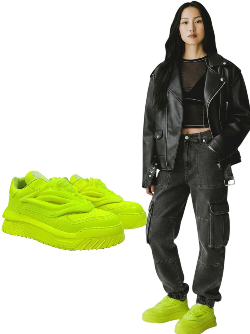 Versace Odissea Medusa Leather Slip On Fluo Yellow Sneakers Size 41